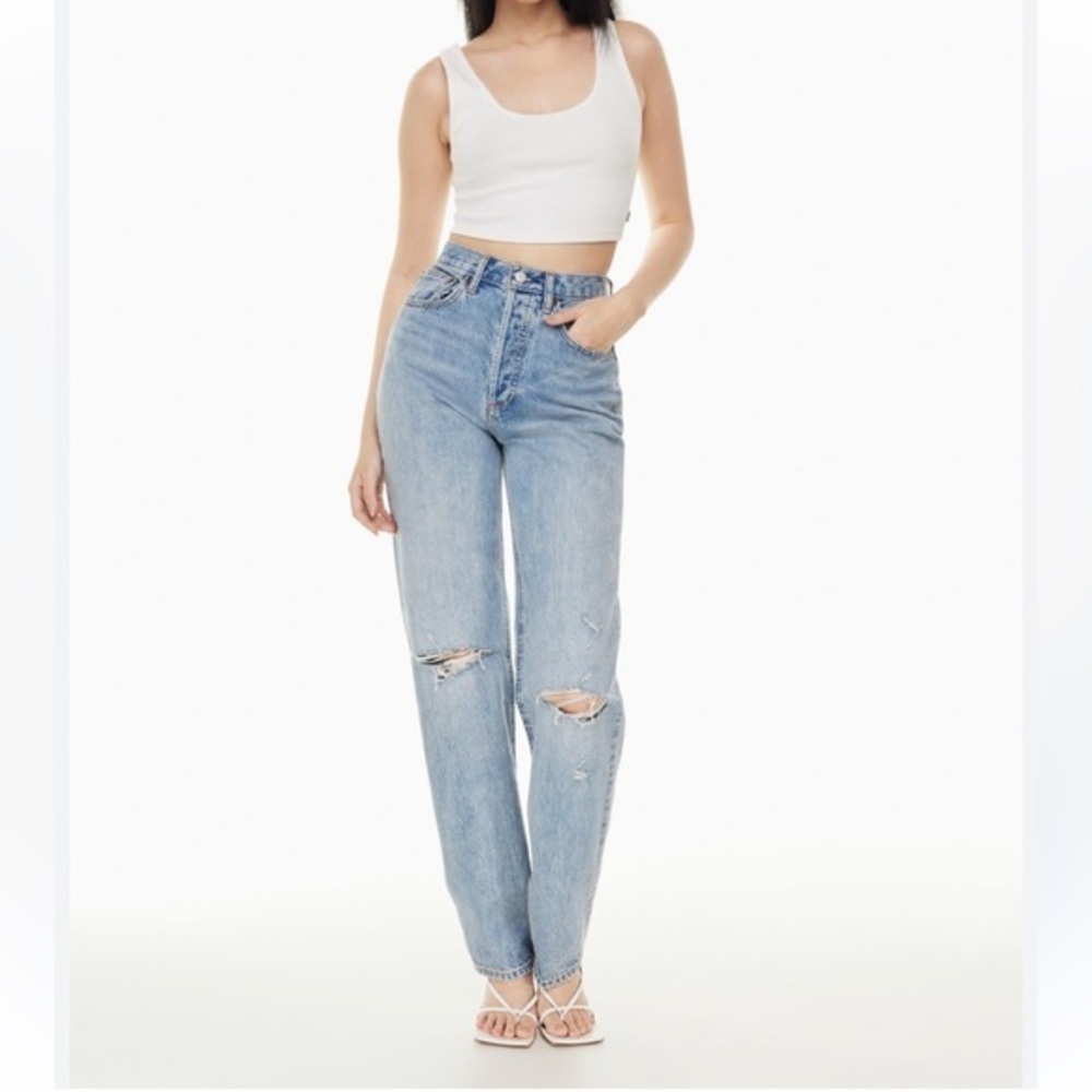 Denim Forum The Joni Highrise Loose Blue Jean Size 24 Organic Cotton Button Fly